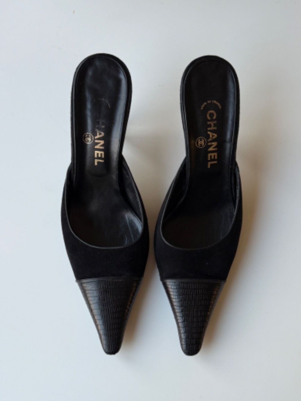 CHANEL vintage black suede mules, EU 39.5 / US 9, 3.5’’ heel - Picture 5 of 15